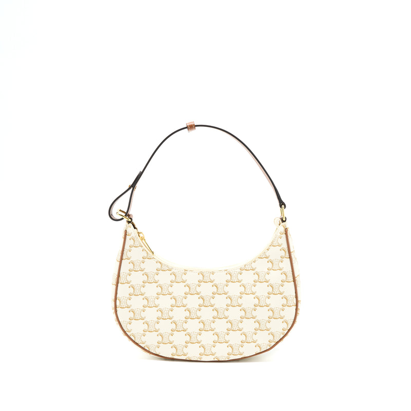 AVA BAG IN TRIOMPHE CANVAS AND CALFSKIN - WHITE