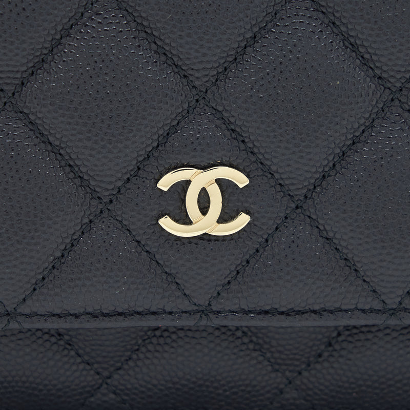 Chanel Classic Wallet On Chain Caviar Navy Blue LGHW