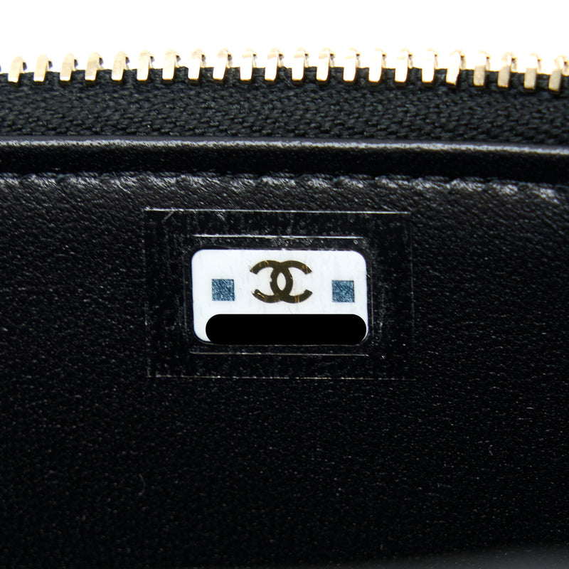 Chanel 22K Gold Pillar Adjustable Chain Long Vanity Lambskin Black GHW