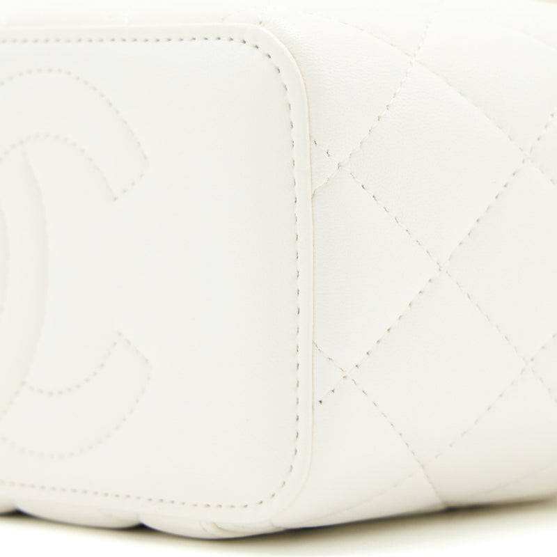 Chanel Long Vanity With Coco Letter Chain Lambskin White GHW