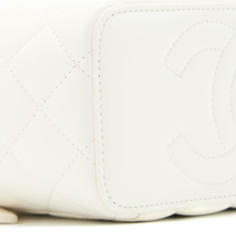 Chanel Long Vanity With Coco Letter Chain Lambskin White GHW