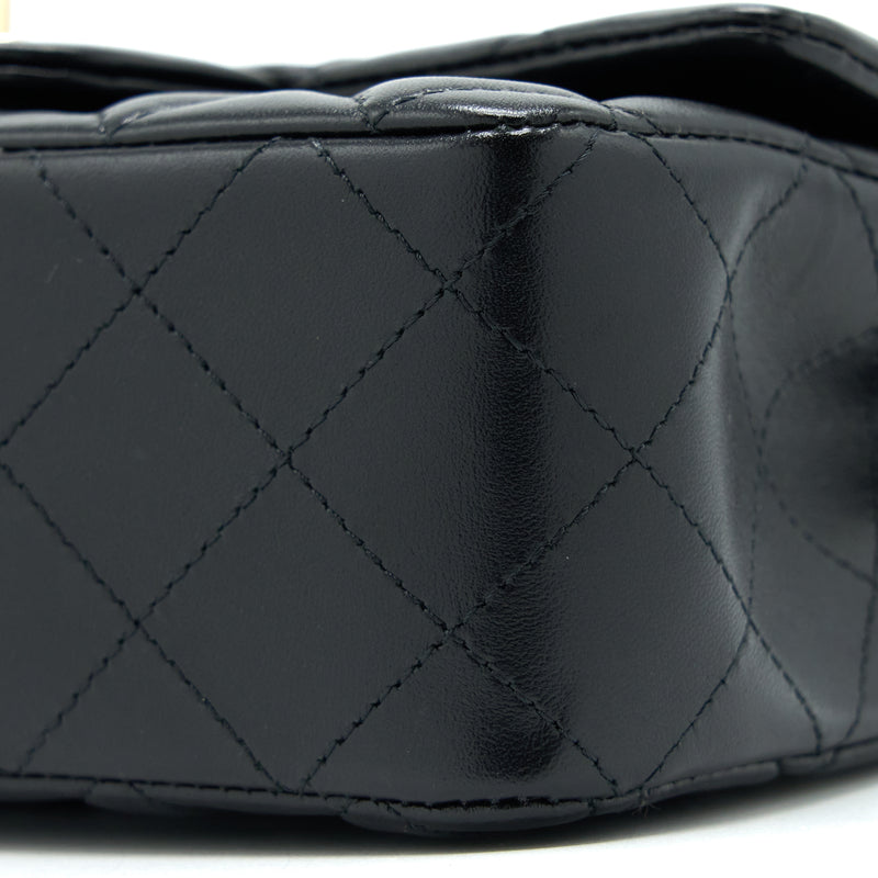 Chanel Classic Mini Rectangular Flap Bag Lambskin Black LGHW (Microchip)