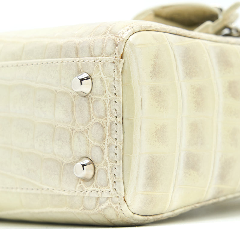 Dior Mini Lady Dior Himalayan Crocodile White SHW