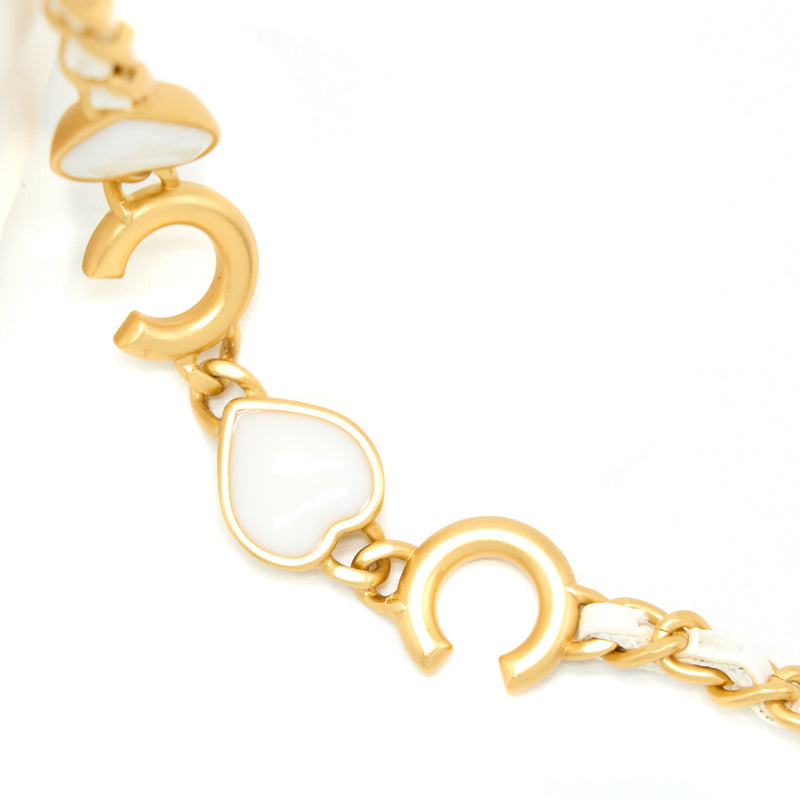 Chanel Long Vanity With Coco Letter Chain Lambskin White GHW