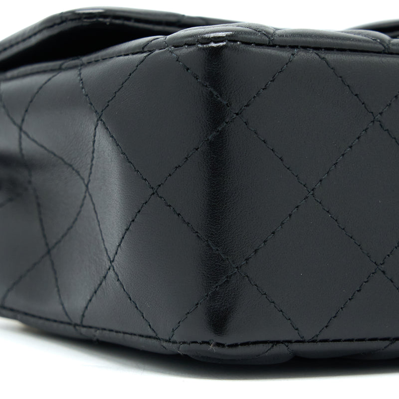 Chanel Classic Mini Rectangular Flap Bag Lambskin Black LGHW (Microchip)