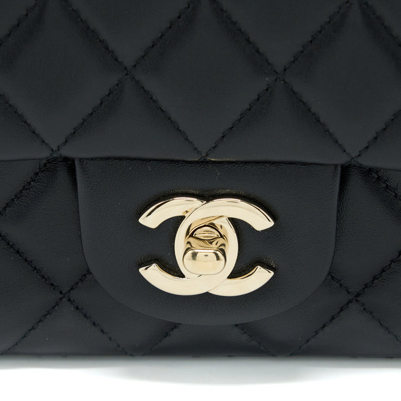 Chanel Classic Mini Rectangular Flap Bag Lambskin Black LGHW (Microchip)