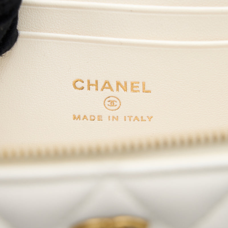 Chanel Long Vanity With Coco Letter Chain Lambskin White GHW