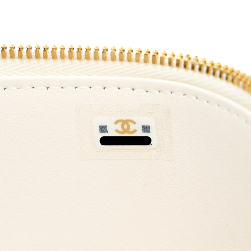 Chanel Long Vanity With Coco Letter Chain Lambskin White GHW