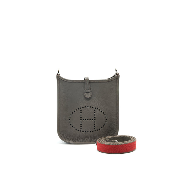 Hermes Mini Evelyne Gris Etain SHW Stamp P in Square