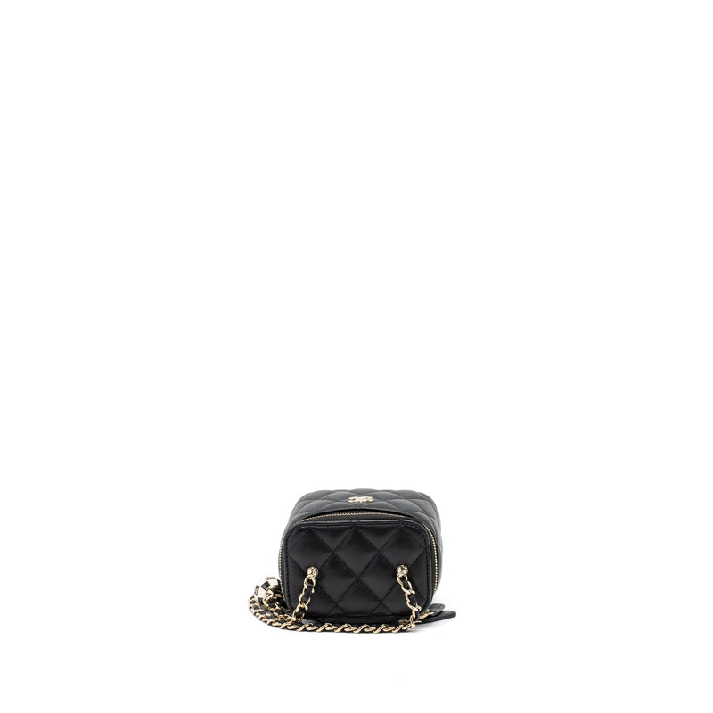 Chanel 23C Pearl Crush Mini Vanity with Chain Lambskin Black LGHW (Microchip)