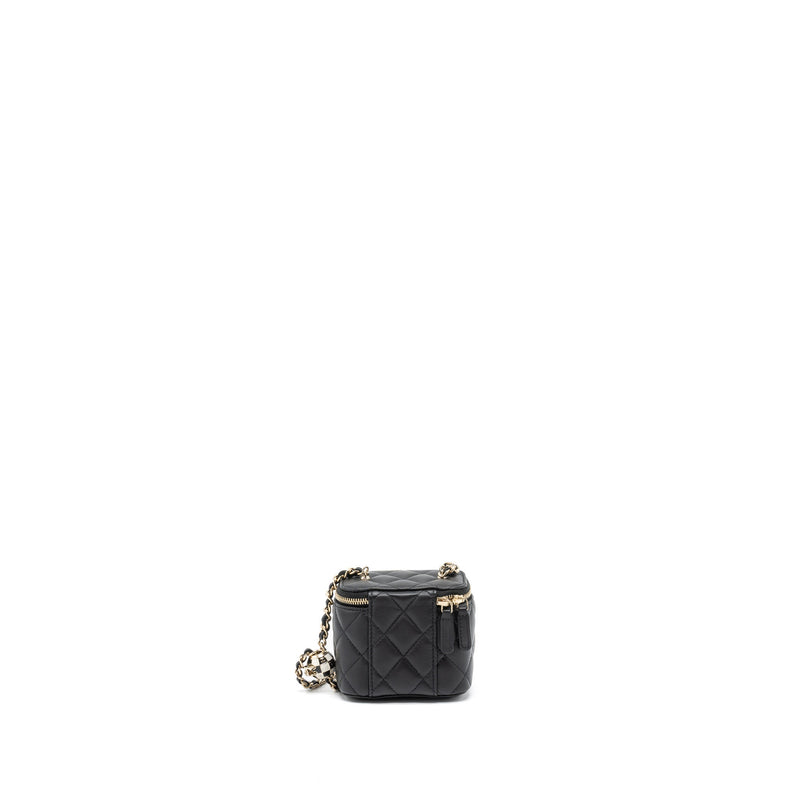 Chanel 23C Pearl Crush Mini Vanity with Chain Lambskin Black LGHW (Microchip)