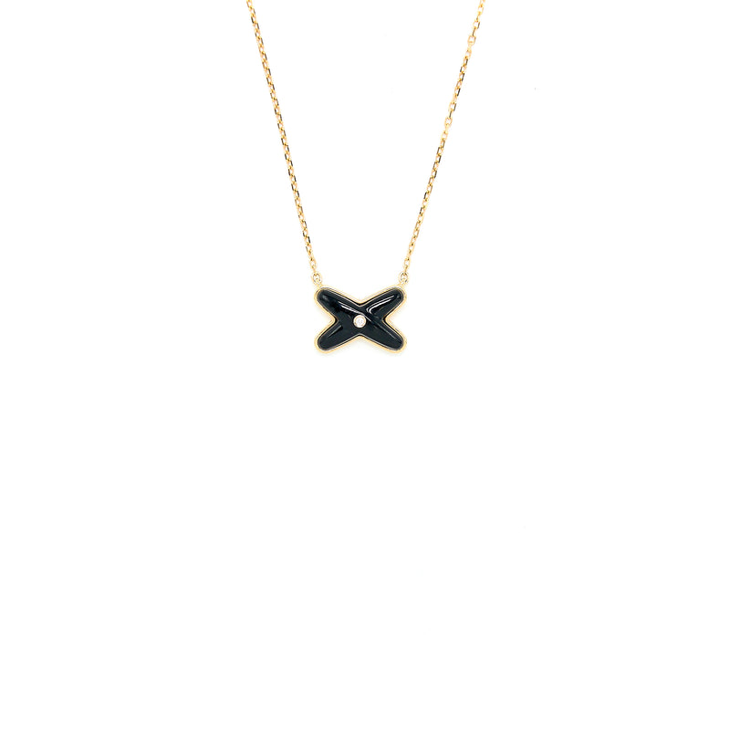 Chaumet Jeux De Liens Pendant Onyx/Rose Gold with One Diamond