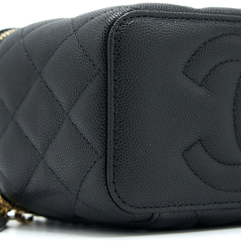 Chanel Long Vanity Case Caviar Black LGHW (Microchip)