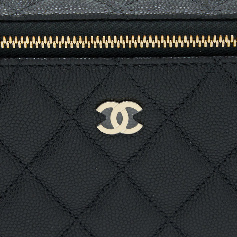 Chanel Long Vanity Case Caviar Black LGHW (Microchip)