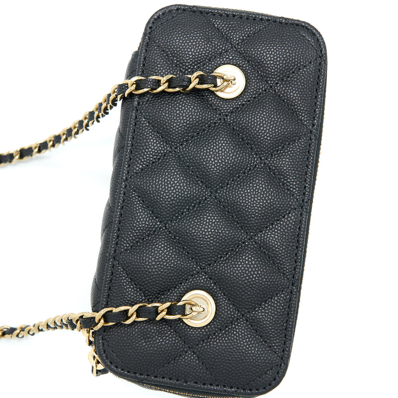 Chanel Long Vanity Case Caviar Black LGHW (Microchip)