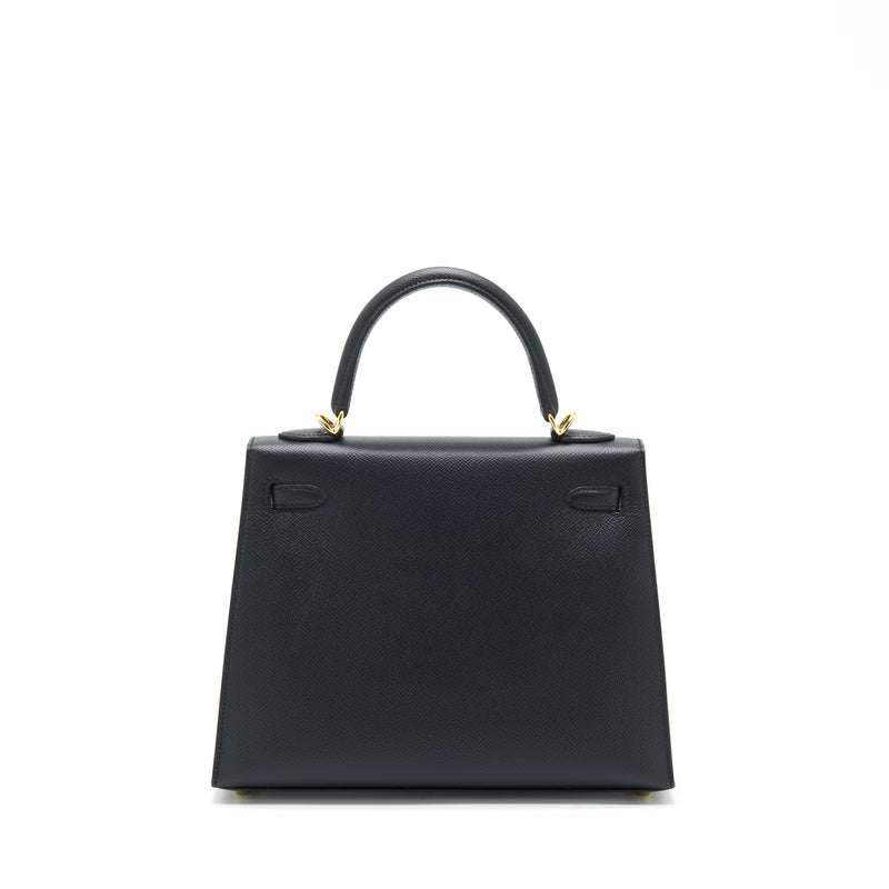 Hermes Kelly 25 Epsom Black GHW Stamp D