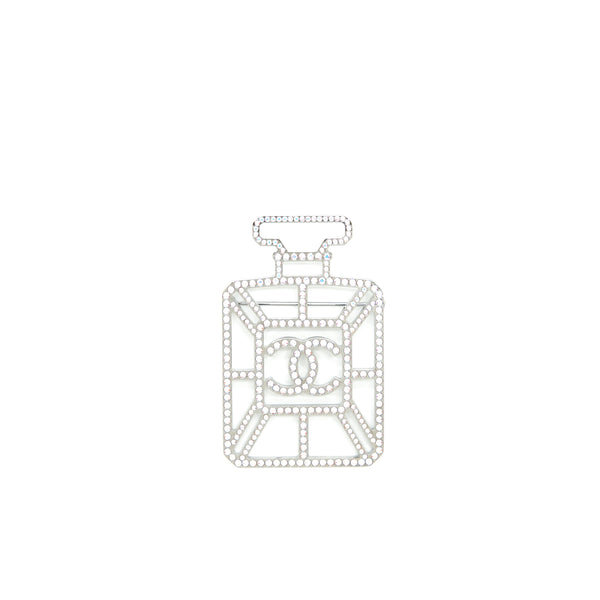 Chanel Crystals Perfume Bottle CC Logo Brooch Iridescent Pink