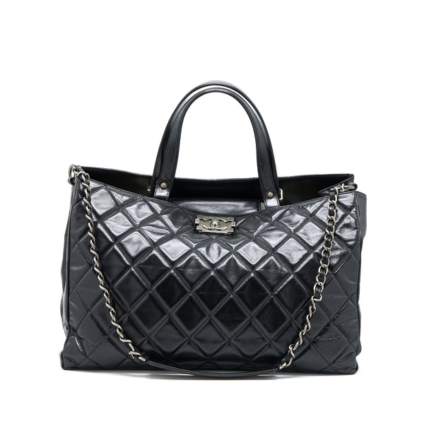 Chanel Large Tote Bag Calfskin Black Ruthenium Hardware