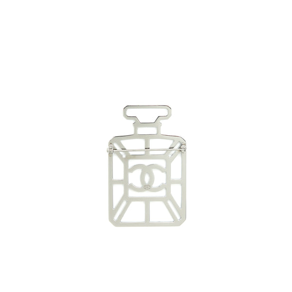 Chanel Crystals Perfume Bottle CC Logo Brooch Iridescent Pink