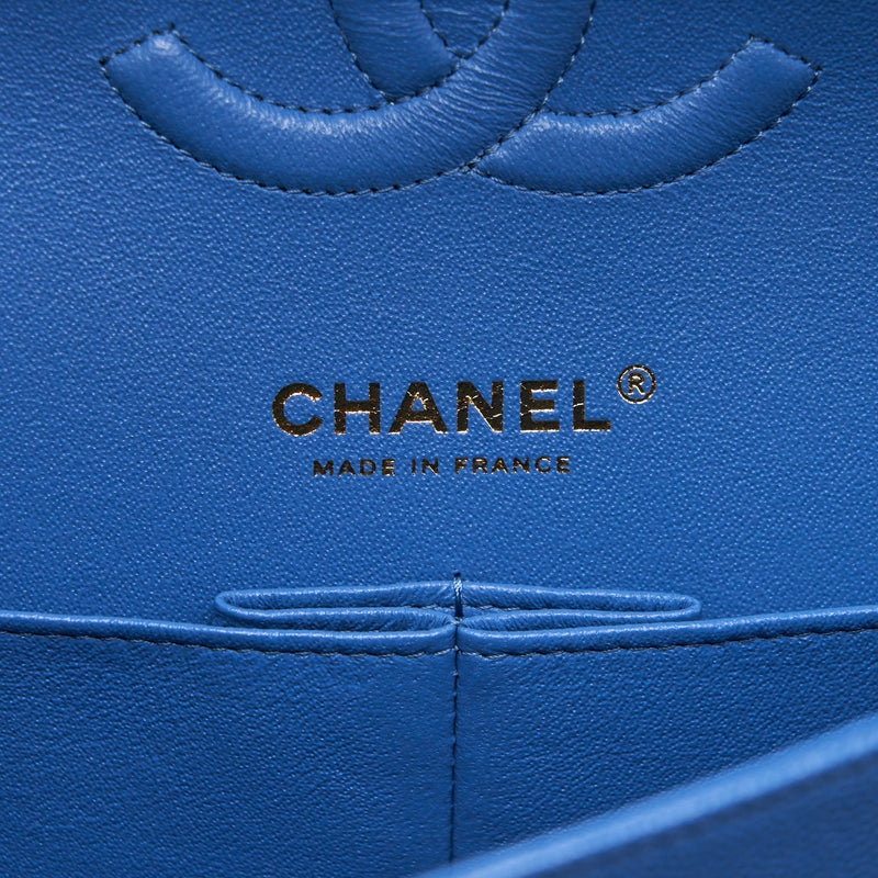 Chanel Medium Classic Double Flap 25cm Blue Caviar LGHW