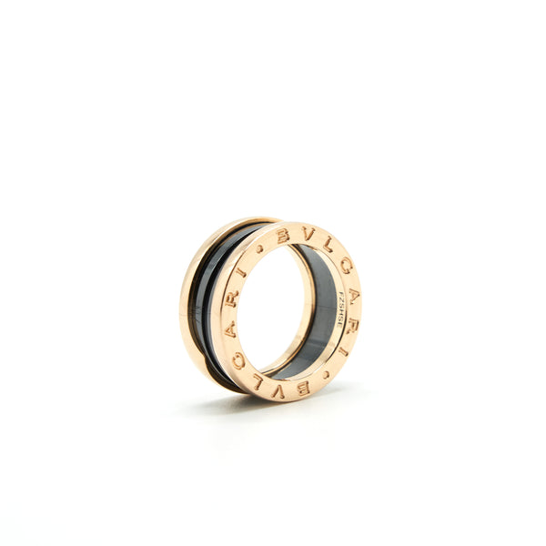 Bvlgari Size 50 B.zero1 Two Band Ring Rosegold / Black Ceramic