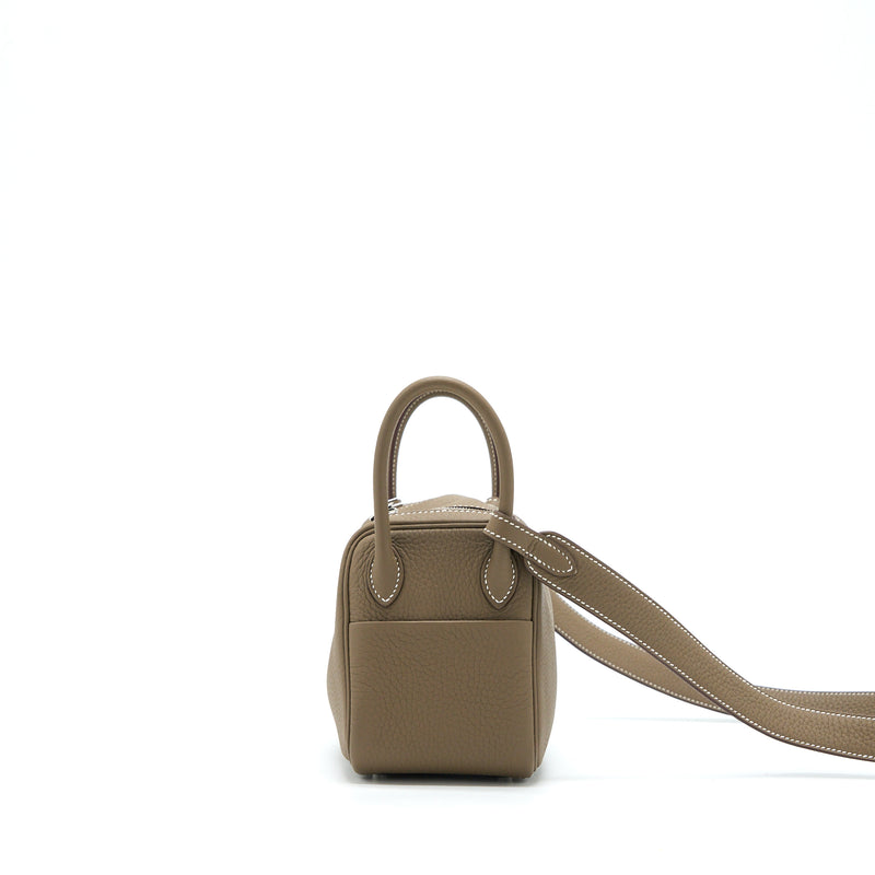 Hermes Mini Lindy Clemence Etoupe SHW Stamp Z