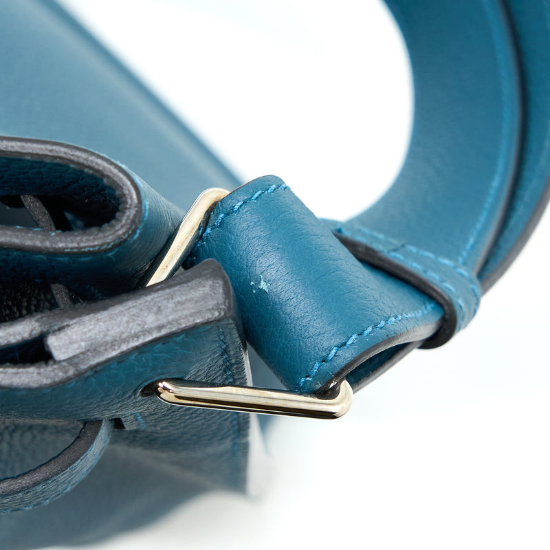 Hermes So Kelly 22 Togo Blue Colvert / Turquoise SHW Stamp X