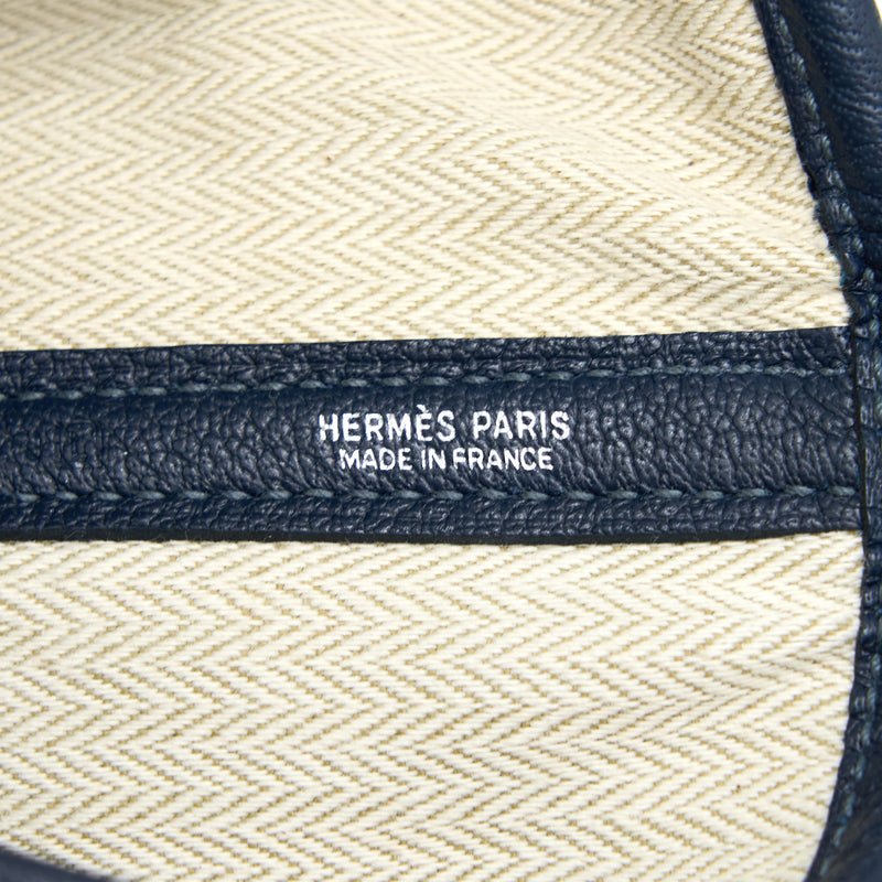 Hermes Garden Party 36 Clemence Blue Nuit SHW Stamp Square L