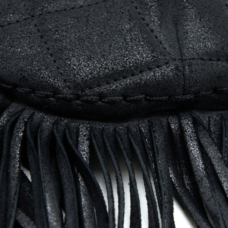 Chanel Tassel Hobo Bag Fringed Shiny Calfskin Black Brushed GHW