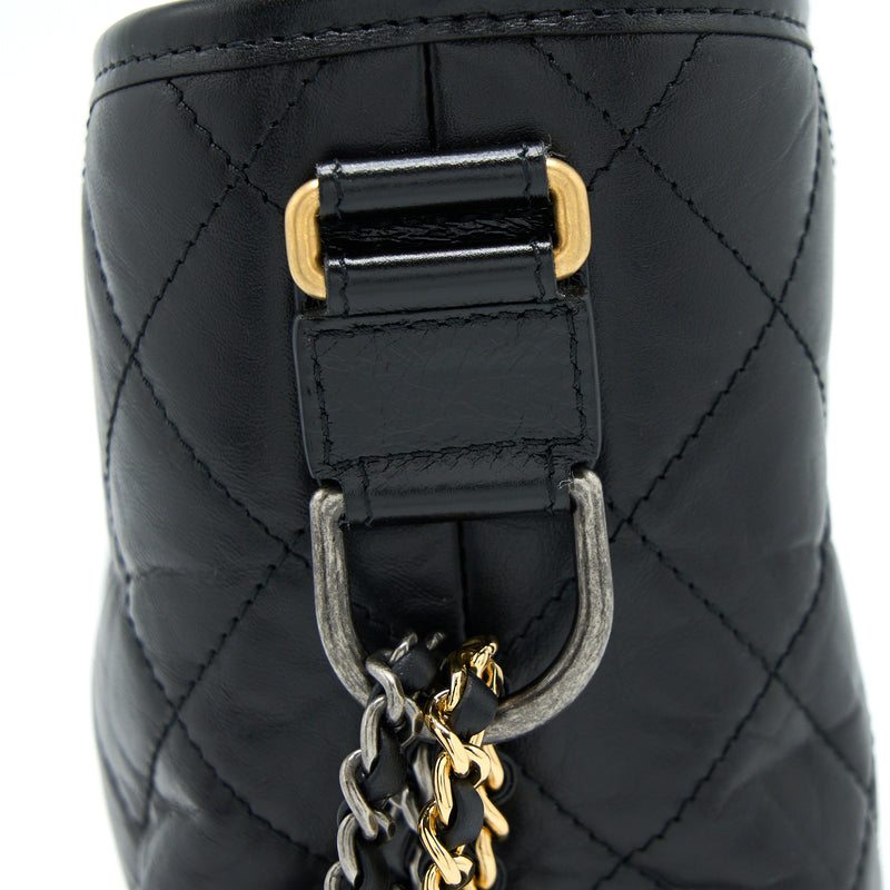 Chanel Large Gabrielle Hobo Bag Aged Calfskin Black Multicolour Hardware