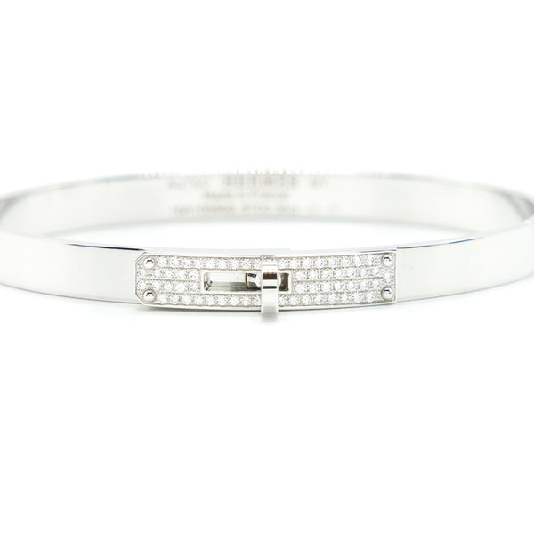 Hermes Size ST Kelly Bracelet Small Model White Gold with 61 Diamonds