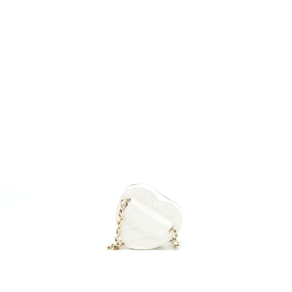Chanel Heart Belt Bag Lambskin White LGHW