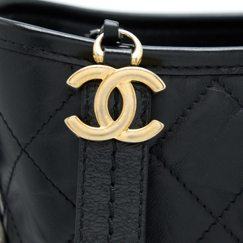Chanel Large Gabrielle Hobo Bag Aged Calfskin Black Multicolour Hardware