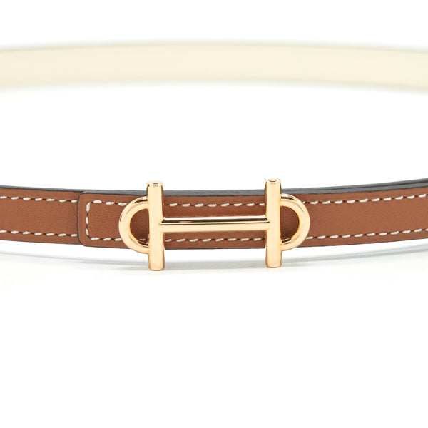 Hermes Size 70 Double Side Belt With Mini H Buckle Gold/Nata Stamp Y