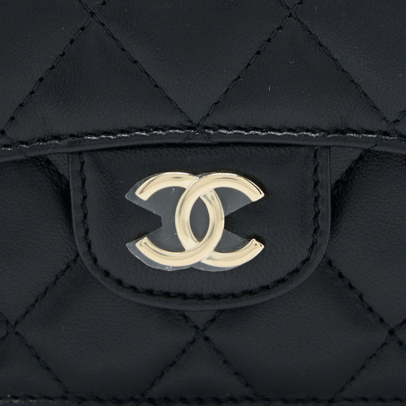 Chanel Mini Top Handle Flap Bag Lambskin Black LGHW
