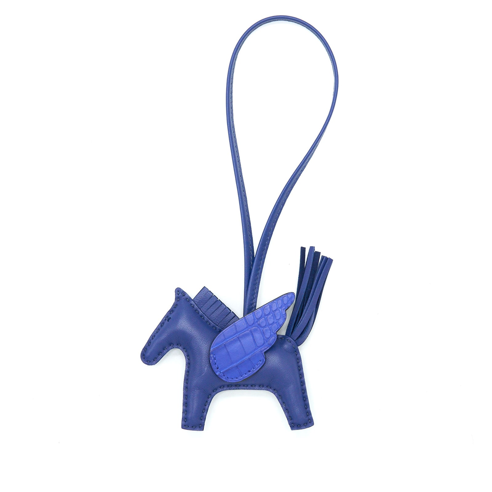 Hermes Rodeo Alligator Touch Pegase Bag Charm Blue Saphir/Blue Saphir/