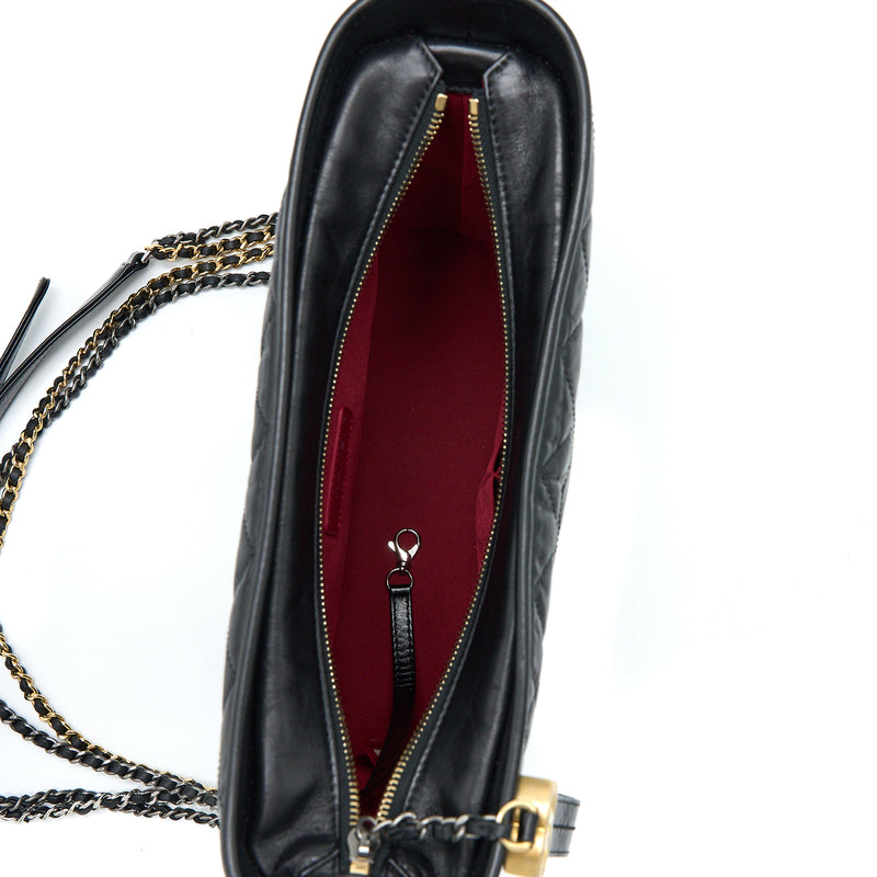 Chanel Large Gabrielle Hobo Bag Aged Calfskin Black Multicolour Hardware