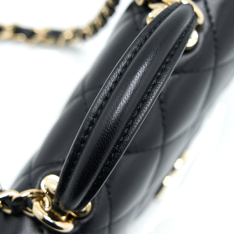 Chanel Mini Top Handle Flap Bag Lambskin Black LGHW