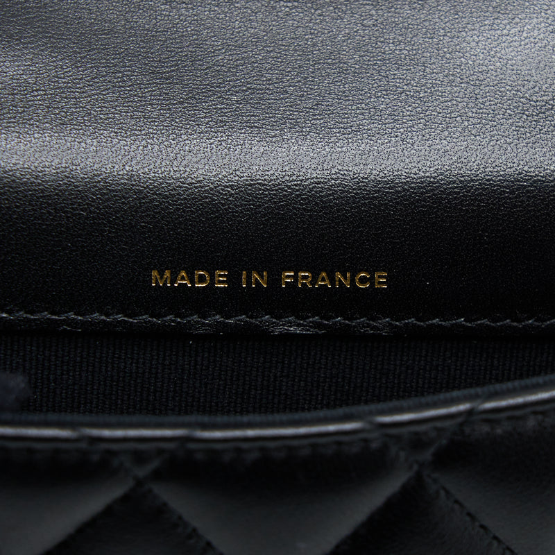 Chanel Mini Top Handle Flap Bag Lambskin Black LGHW