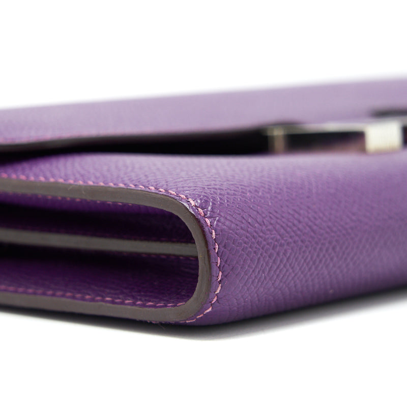 Hermes Constance Wallet Epsom Purple SHW Stamp T with an ext