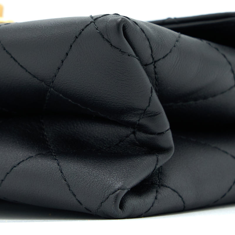 Chanel Handle Flap Bag Calfskin Black Brushed GHW (Microchip)