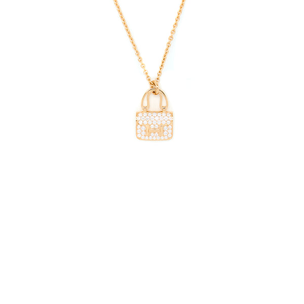 Hermes Amulette Constance Necklace/Pendant Rose Gold With Diamonds