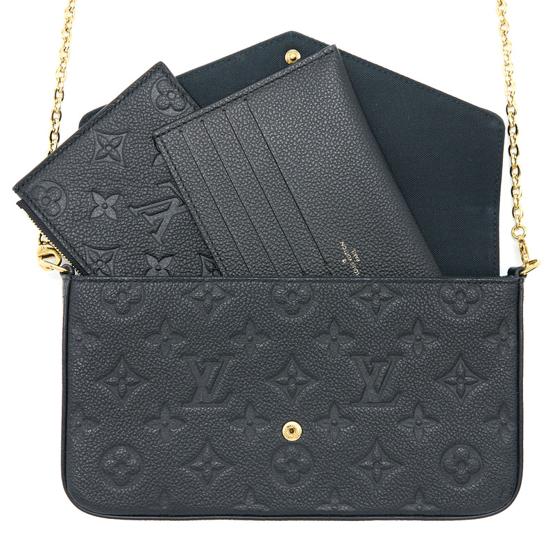 Louis Vuitton Felicie Pochette Monogram Empreinte Leather Black