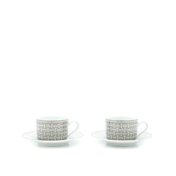 Hermes Mosaique Au 24 Platinum Tea Cup and Saucer