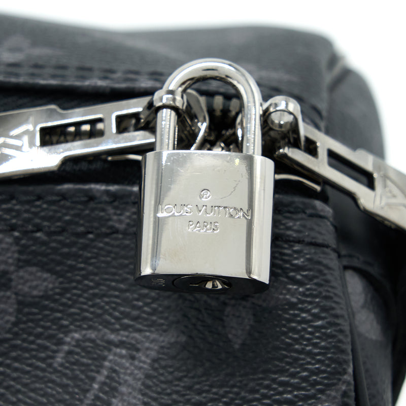 Louis Vuitton Keepall 55 with Shoulder Strap Monogram Eclipse Canvas SHW