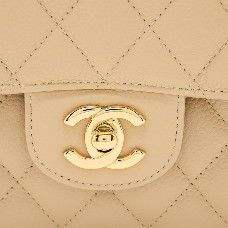 Chanel Medium Classic Double Flap Bag Caviar Beige GHW