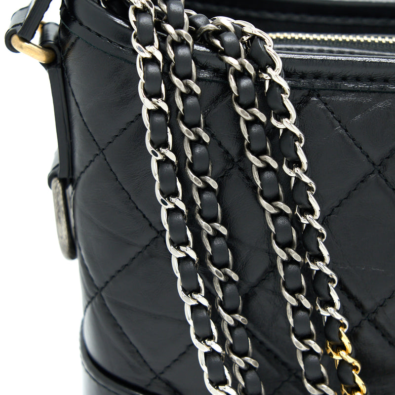 Chanel Small Gabrielle Hobo Bag Aged Calfskin Black Multicolour Hardware