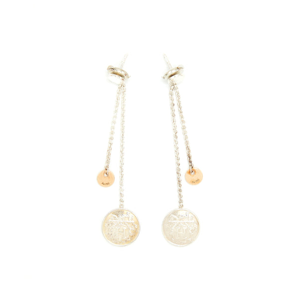 Hermes Ex-libris Earrings Small Model, in sterling silver and rose gold