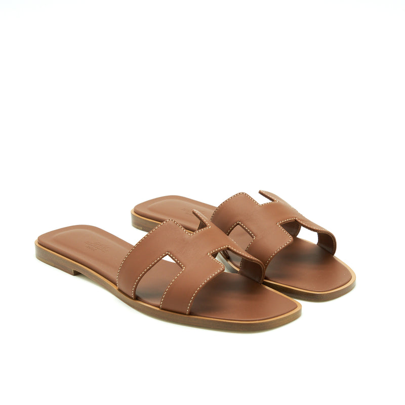 Hermes Size 39 Oran Sandal Box Gold