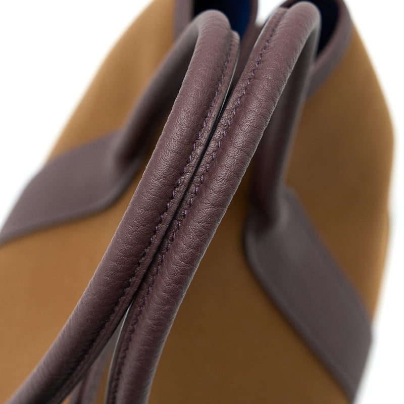 Hermes Garden Party 30 Canvas/Leather Alezan/ Bleu Outrener/ Rouge Sellier SHW Stamp U